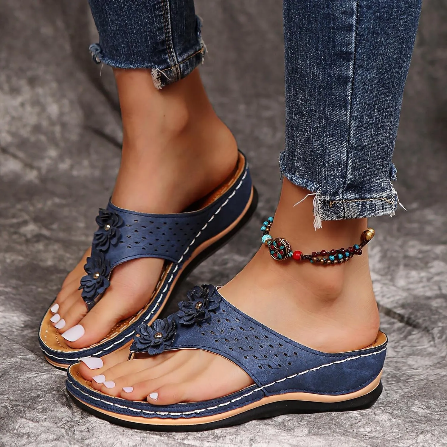 Cathalem Summer Sandals for Women 2024 Orthopedic Sandals with Arch Support Wedge Sandals Comfortable Walking Sandals