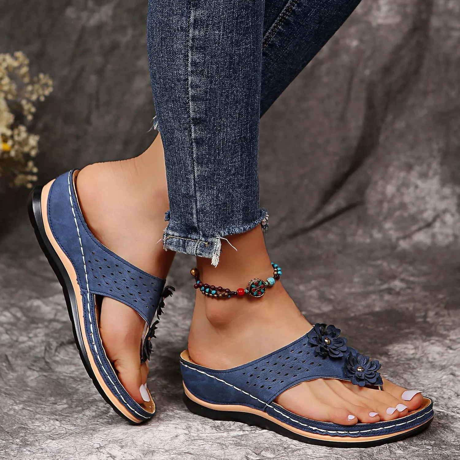 Cathalem Summer Sandals for Women 2024 Orthopedic Sandals with Arch Support Wedge Sandals Comfortable Walking Sandals
