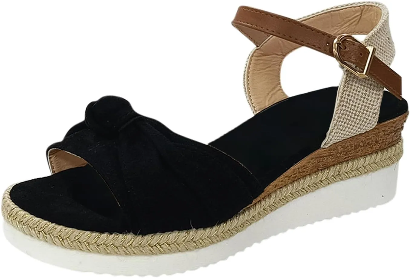 Cathalem Wedge Sandals for Women Open Toe Platform Sandals with Ankle Strap Casual Strappy Low Wedges Sandals Comfortable Outdoor Shoes