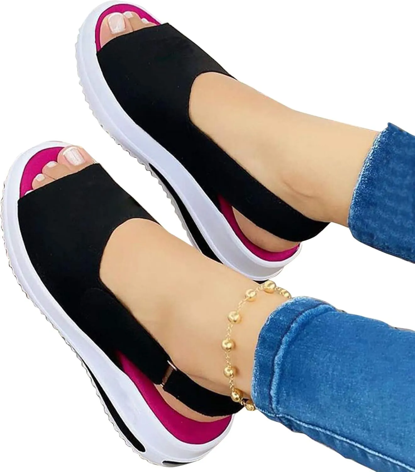 Cathalem Wedges Platform Sandals for Women,Women's Beach Casual Sandals Ankle Strap Buckle Open Toe Sandal Outdoor Sandals