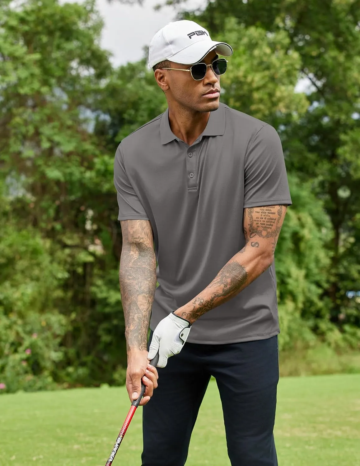 COOFANDY Men Polo Shirts Short Sleeve Quick Drying Athletic Collared Golf Shirts Moisture Wicking Tees
