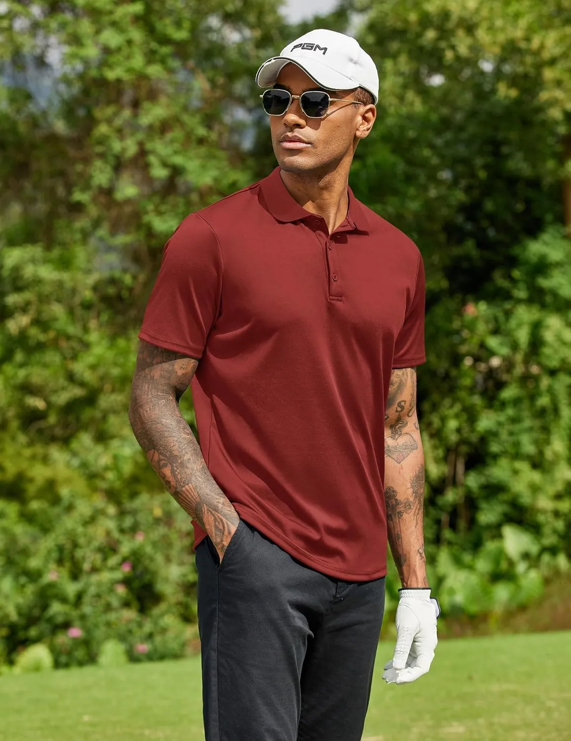 COOFANDY Men Polo Shirts Short Sleeve Quick Drying Athletic Collared Golf Shirts Moisture Wicking Tees