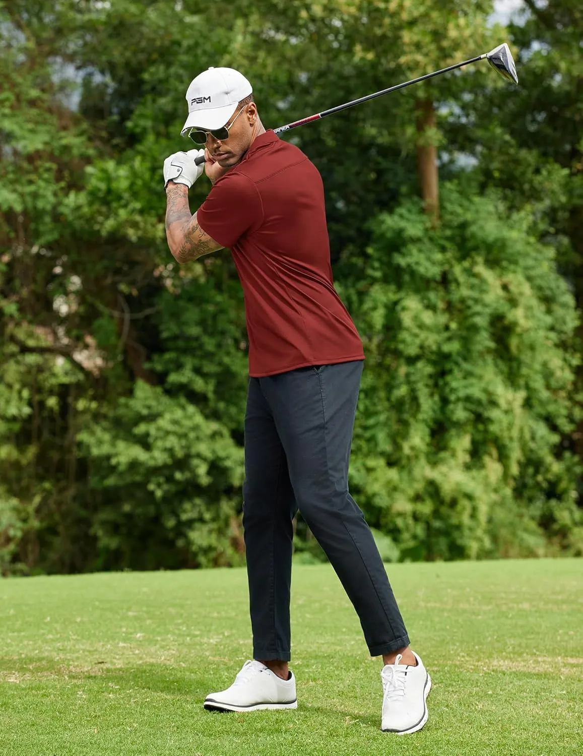 COOFANDY Men Polo Shirts Short Sleeve Quick Drying Athletic Collared Golf Shirts Moisture Wicking Tees