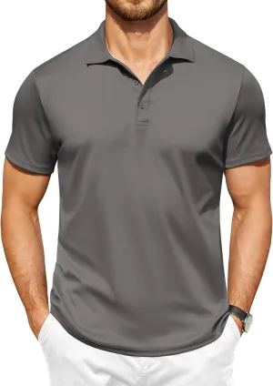 COOFANDY Men Polo Shirts Short Sleeve Quick Drying Athletic Collared Golf Shirts Moisture Wicking Tees