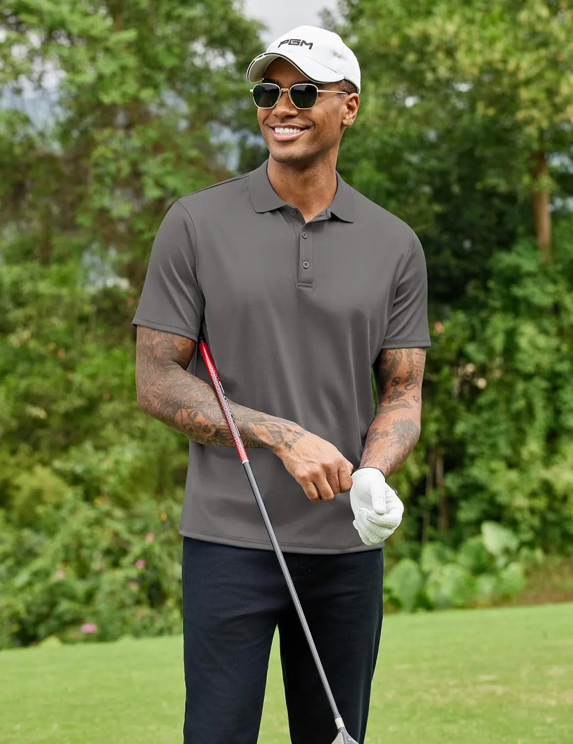 COOFANDY Men Polo Shirts Short Sleeve Quick Drying Athletic Collared Golf Shirts Moisture Wicking Tees