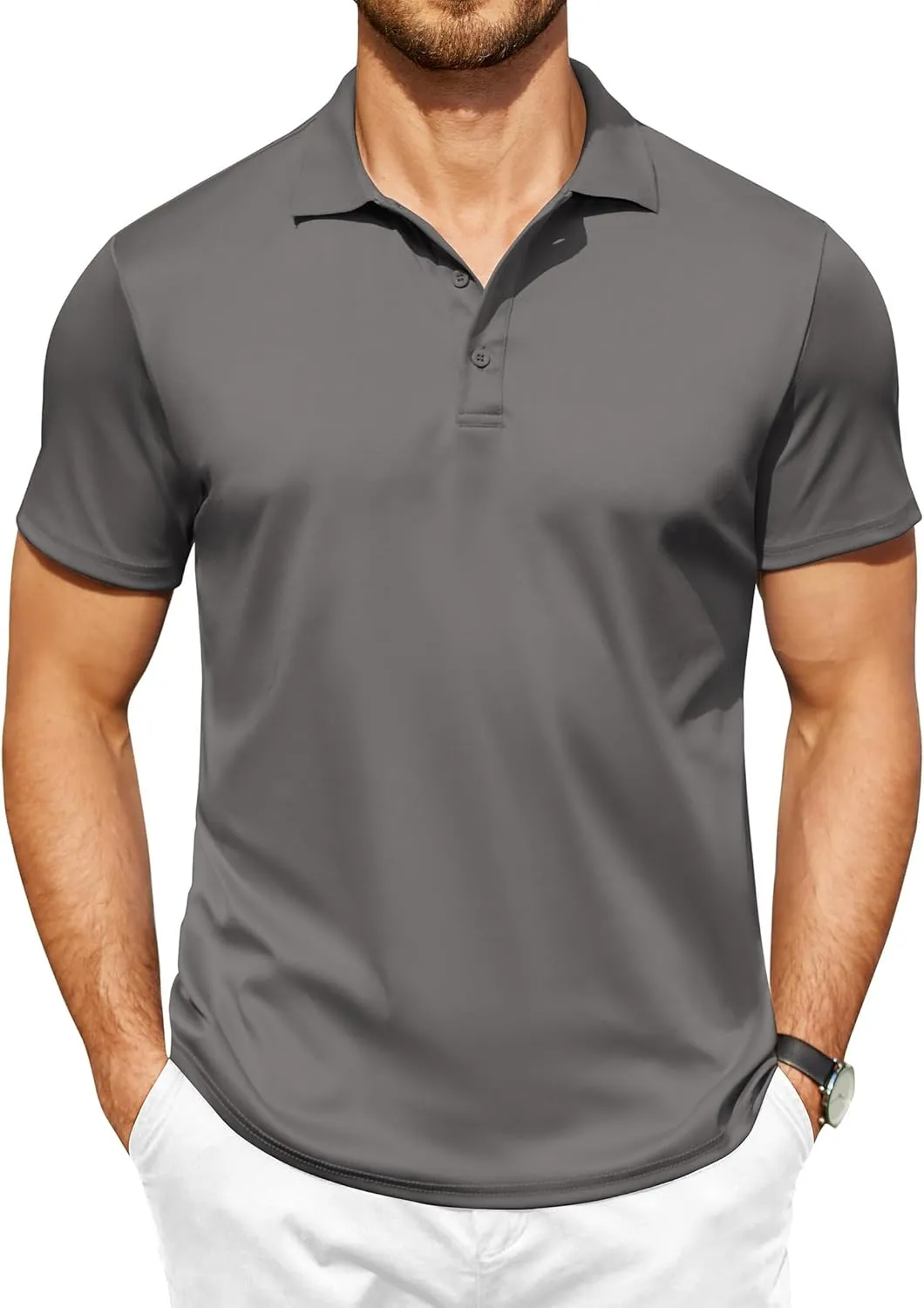 COOFANDY Men Polo Shirts Short Sleeve Quick Drying Athletic Collared Golf Shirts Moisture Wicking Tees