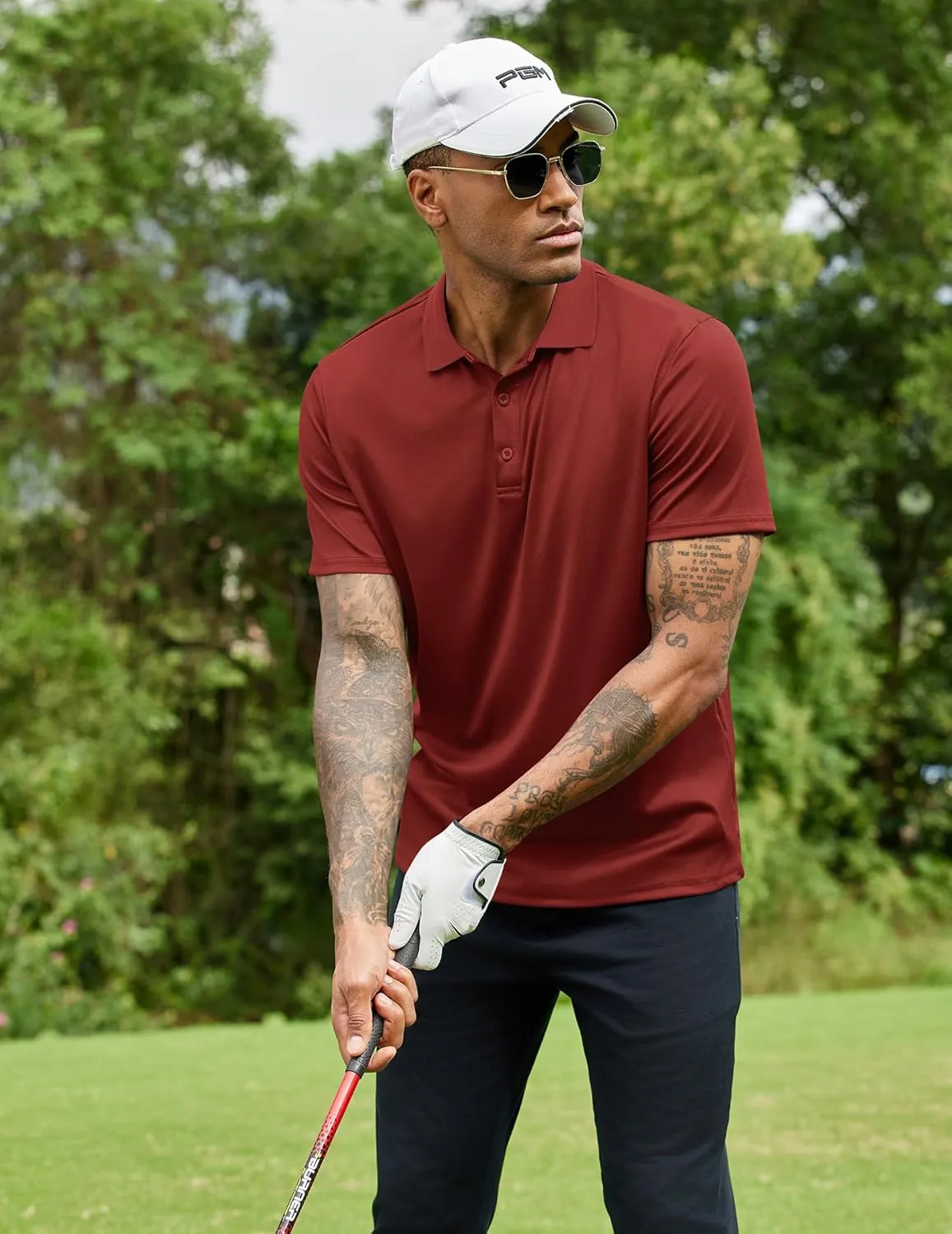 COOFANDY Men Polo Shirts Short Sleeve Quick Drying Athletic Collared Golf Shirts Moisture Wicking Tees