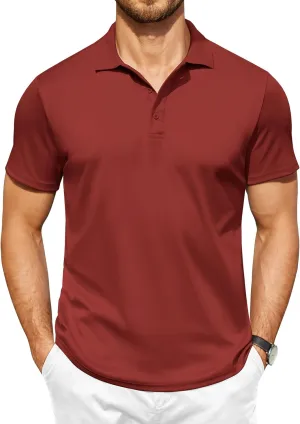 COOFANDY Men Polo Shirts Short Sleeve Quick Drying Athletic Collared Golf Shirts Moisture Wicking Tees