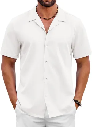 COOFANDY Mens 2025 Fashion Textured Shirts Short Sleeve Summer Beach Shirt Casual Button Down Shirts
