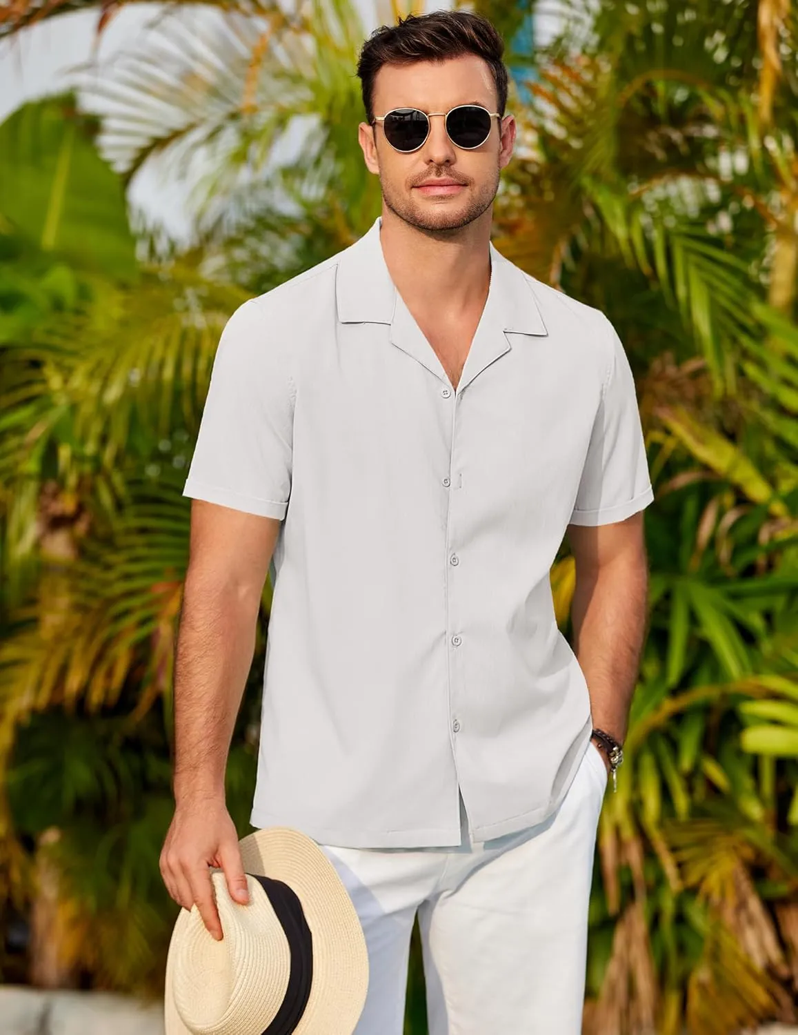 COOFANDY Mens 2025 Fashion Textured Shirts Short Sleeve Summer Beach Shirt Casual Button Down Shirts