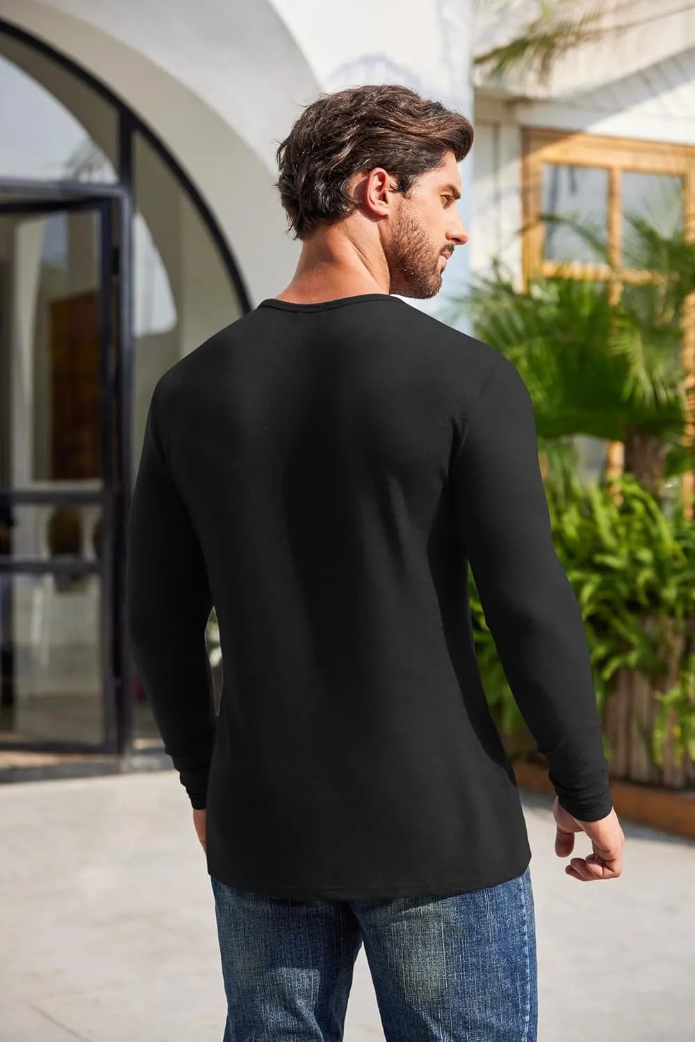 COOFANDY Men's 2Pack Slim Fit Henley Shirts Long Sleeve Lightweight Fashion Casual Cotton Basic T Shirts