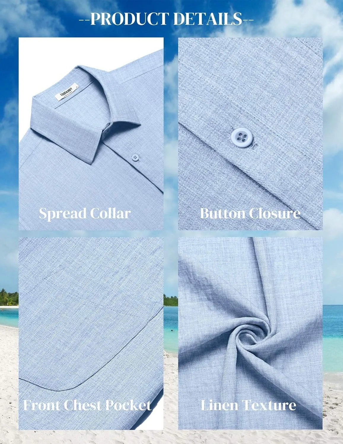 COOFANDY Mens Button Down Short Sleeve Shirts Casual Textured Shirt with Pocket Summer Beach Wedding Shirts