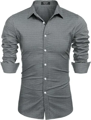 COOFANDY Mens Casual Button Down Shirts Long Sleeve Untucked Shirts for Men Stretch Dress Shirt