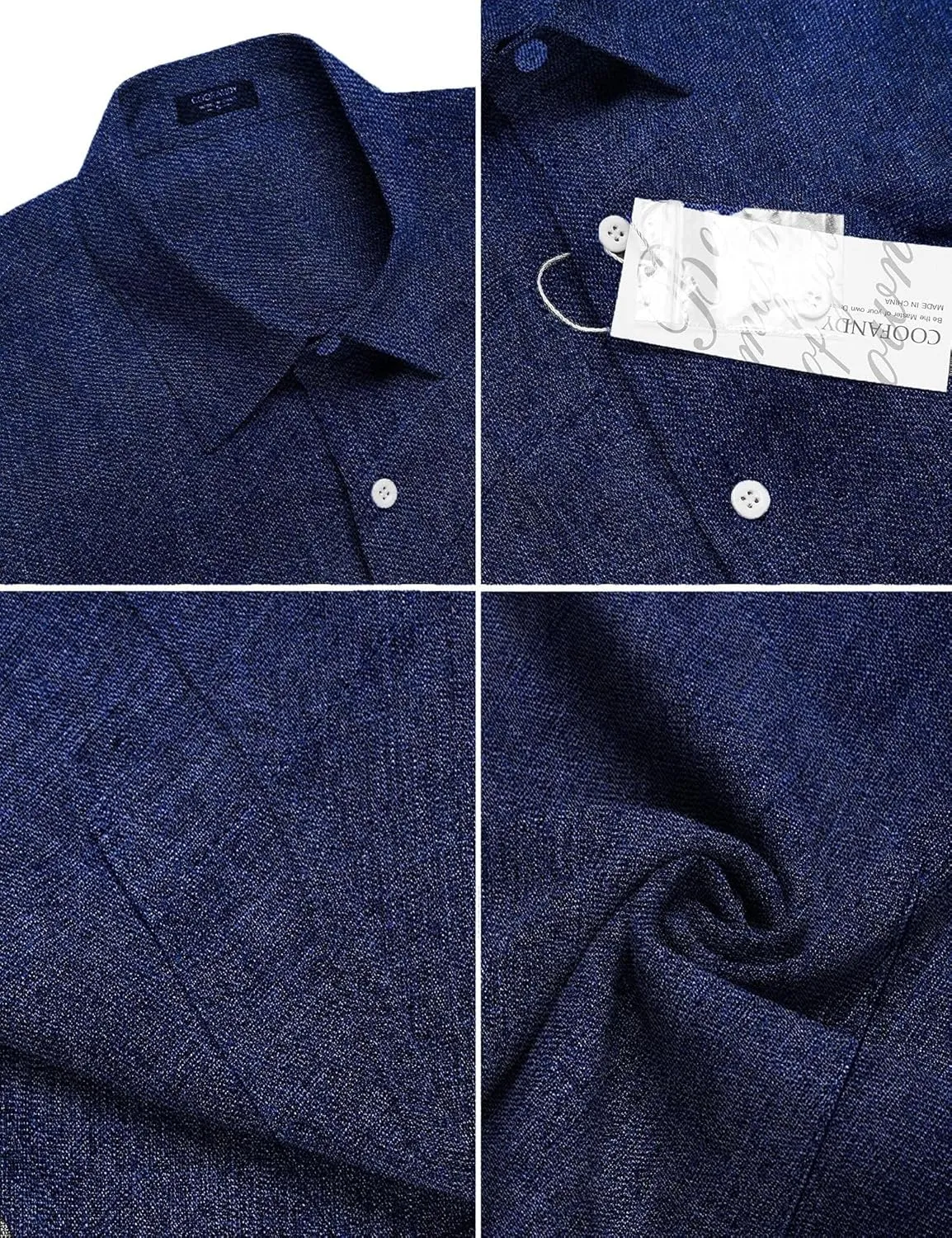 COOFANDY Men's Casual Button Down Shirts Short Sleeve Linen Shirts Summer Beach Dress Shirt
