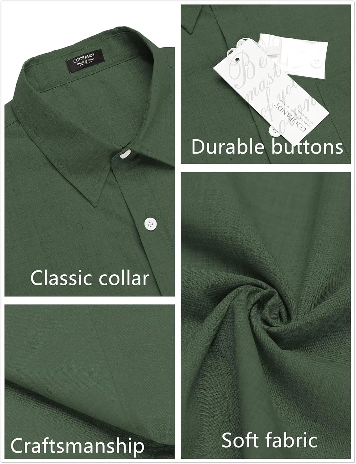 COOFANDY Men's Casual Button Down Shirts Short Sleeve Linen Shirts Summer Beach Dress Shirt