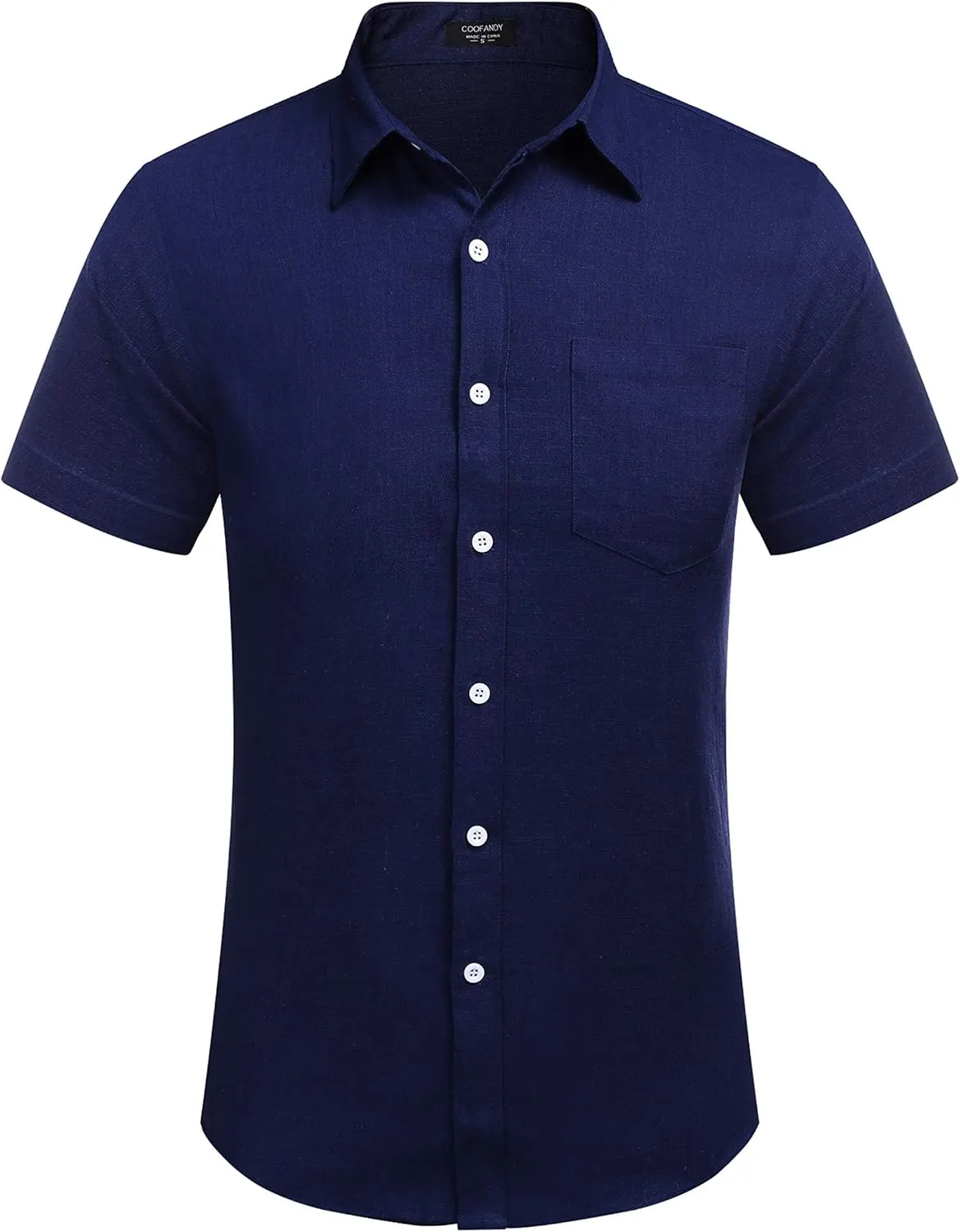 COOFANDY Men's Casual Button Down Shirts Short Sleeve Linen Shirts Summer Beach Dress Shirt