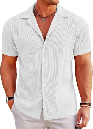 COOFANDY Men's Casual Button Down Shirts Short Sleeve Regular Fit Fashion Camp Beach Shirts Tops