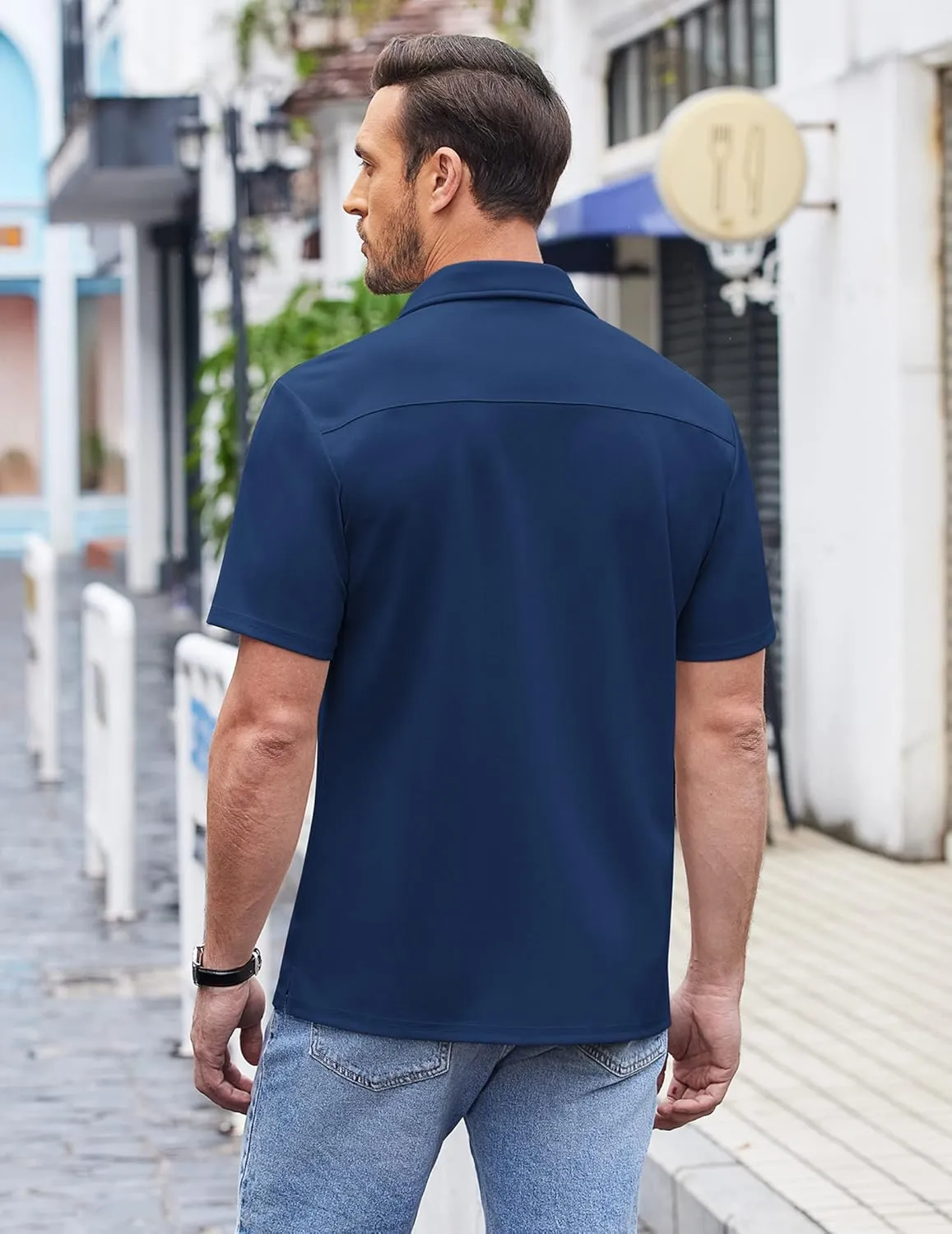 COOFANDY Men's Casual Button Down Shirts Short Sleeve Regular Fit Untucked Dress Shirts Knit Textured
