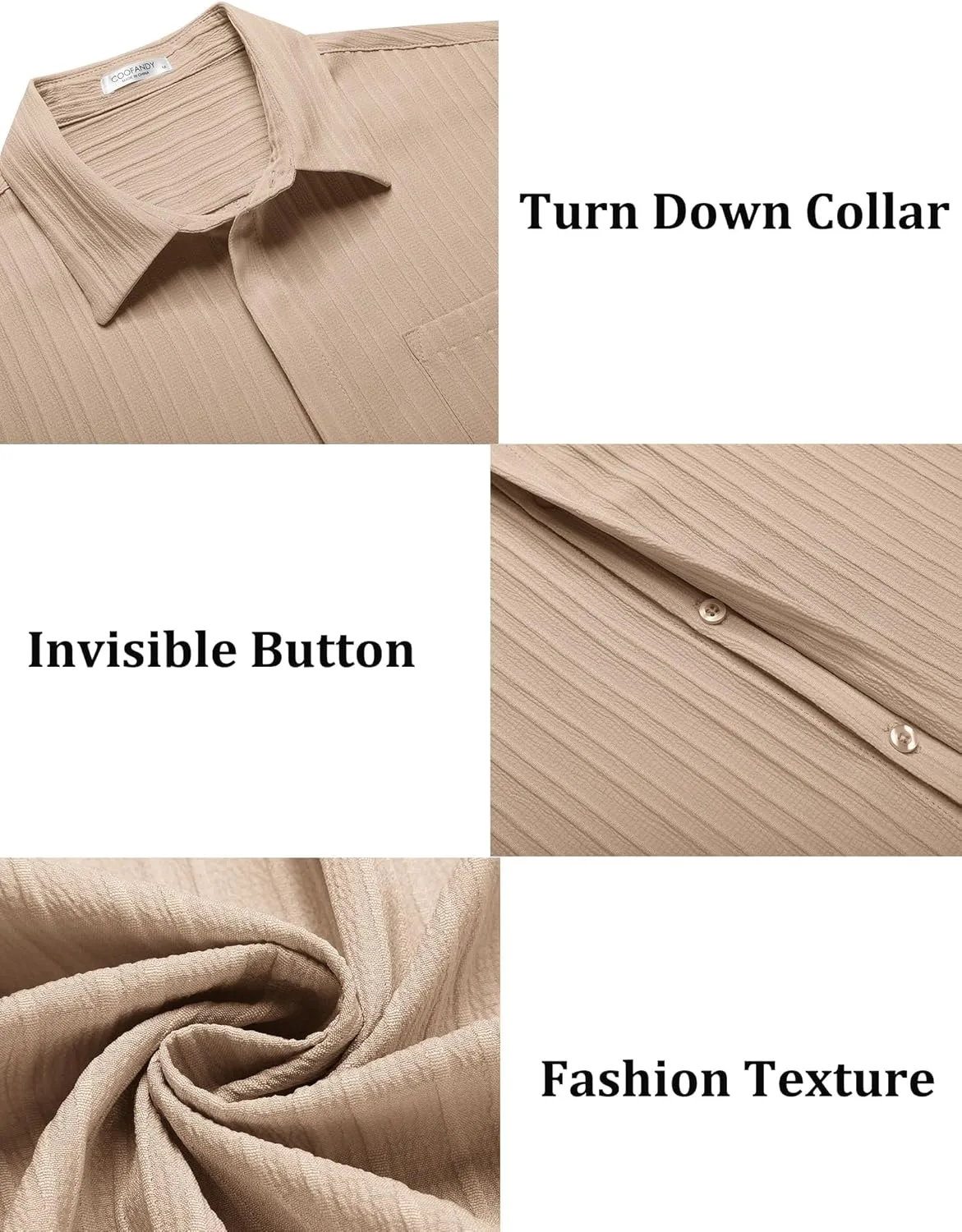 COOFANDY Mens Casual Shirts Short Sleeve Button Down Shirts Fashion Textured Summer Beach Shirt