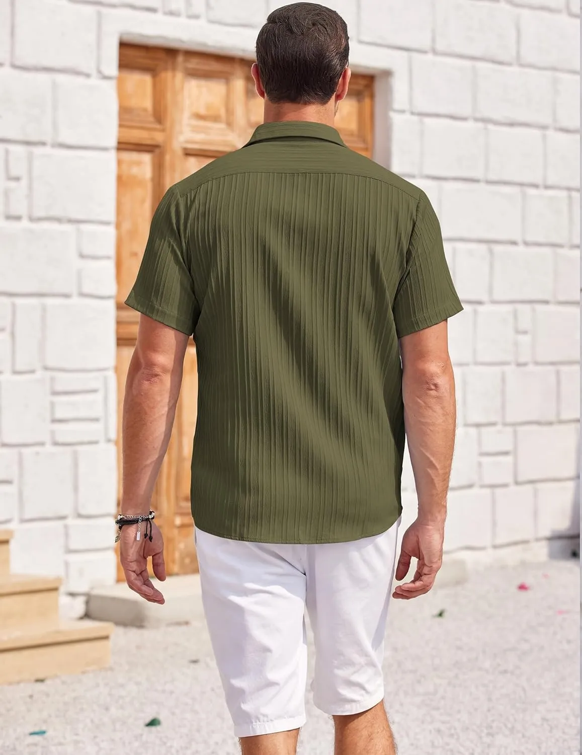 COOFANDY Mens Casual Shirts Short Sleeve Button Down Shirts Fashion Textured Summer Beach Shirt