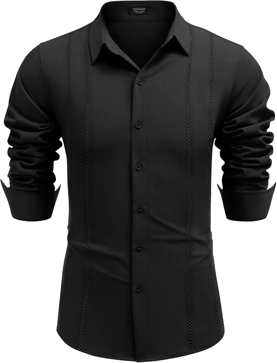 COOFANDY Mens Cuban Guayabera Shirt Casual Button Down Shirts Long Sleeve Summer Beach Shirts