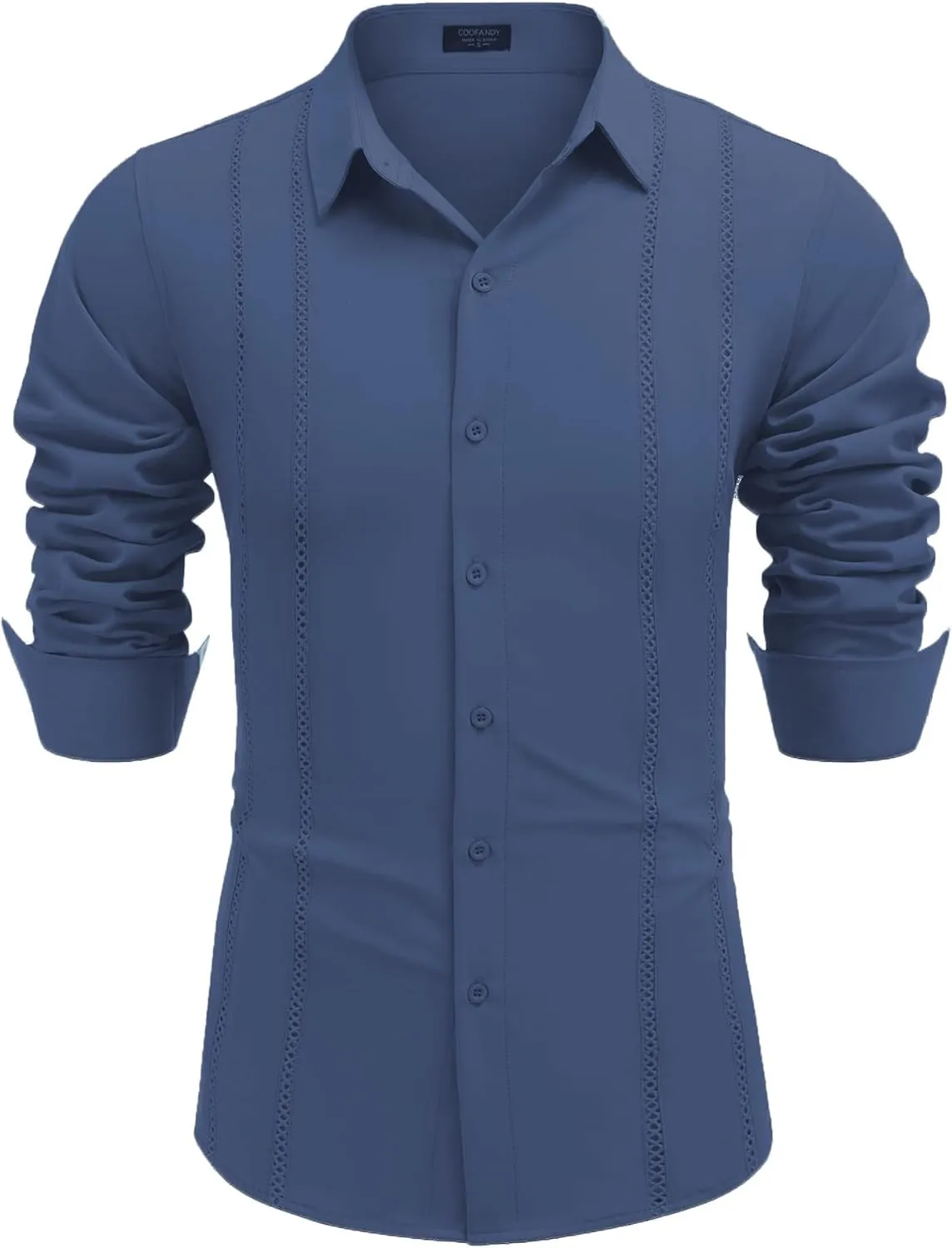 COOFANDY Mens Cuban Guayabera Shirt Casual Button Down Shirts Long Sleeve Summer Beach Shirts