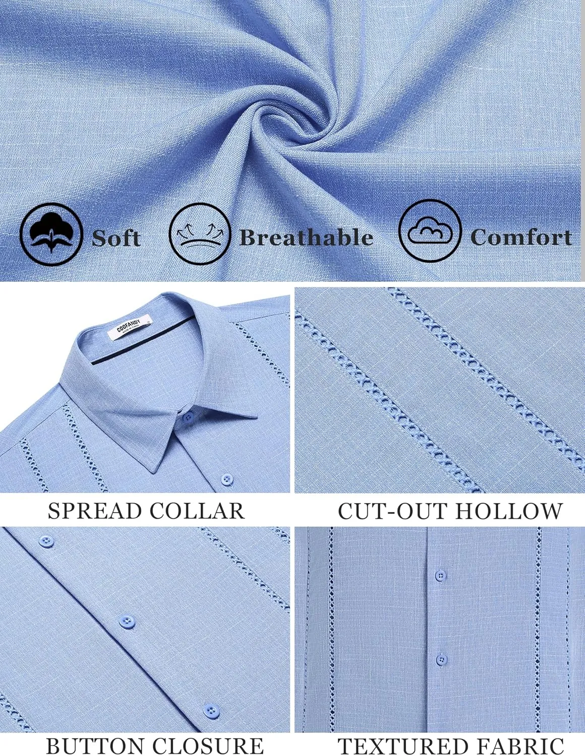 COOFANDY Men's Cuban Guayabera Shirt Casual Short Sleeve Button Down Shirts Summer Beach Shirts