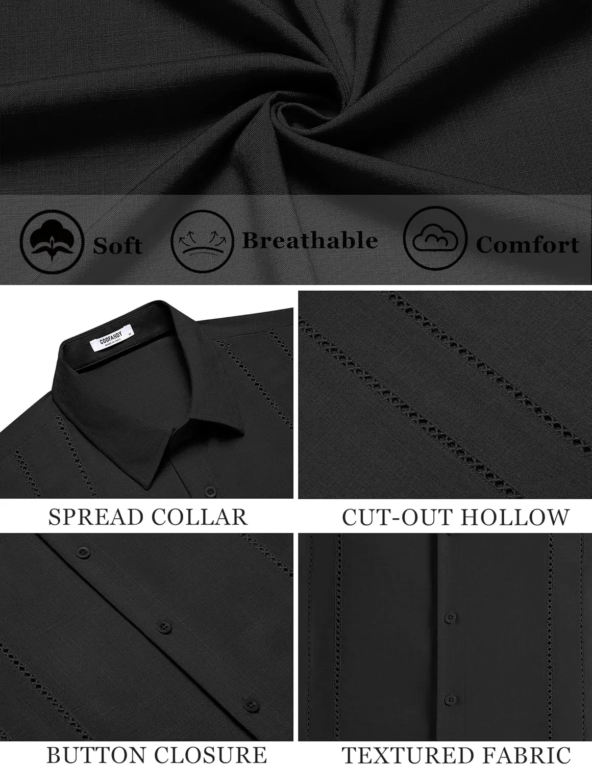 COOFANDY Men's Cuban Guayabera Shirt Casual Short Sleeve Button Down Shirts Summer Beach Shirts