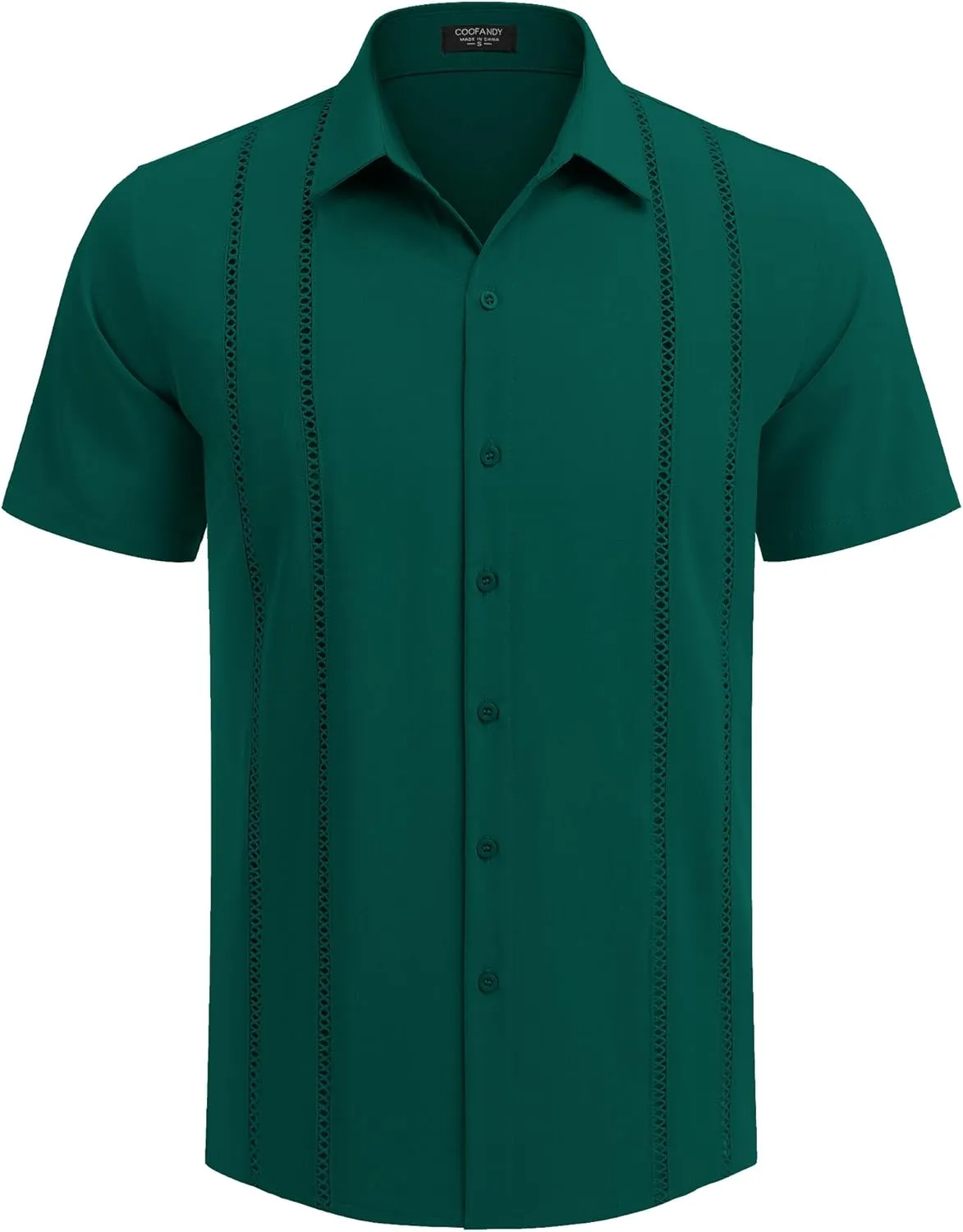COOFANDY Men's Cuban Guayabera Shirt Short Sleeve Button Down Shirts Casual Summer Beach Linen Shirts
