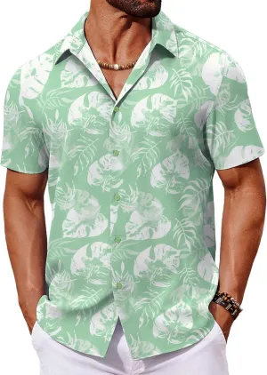 COOFANDY Mens Hawaiian Shirt Short Sleeve Button Down Shirts Tropical Floral Summer Beach Shirts