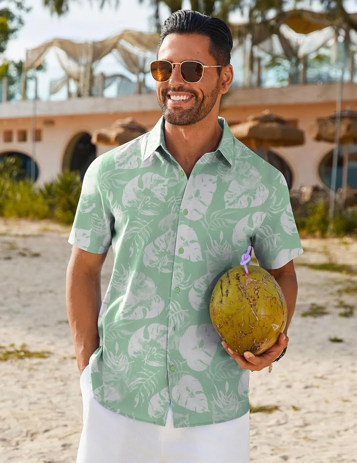 COOFANDY Mens Hawaiian Shirt Short Sleeve Button Down Shirts Tropical Floral Summer Beach Shirts