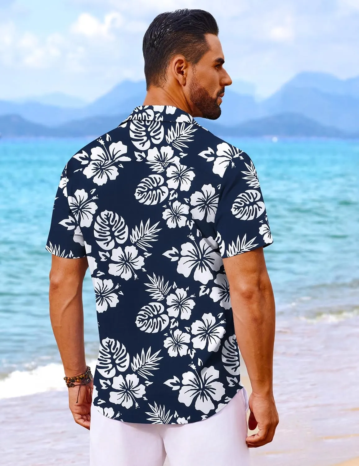 COOFANDY Mens Hawaiian Shirt Short Sleeve Button Down Shirts Tropical Floral Summer Beach Shirts