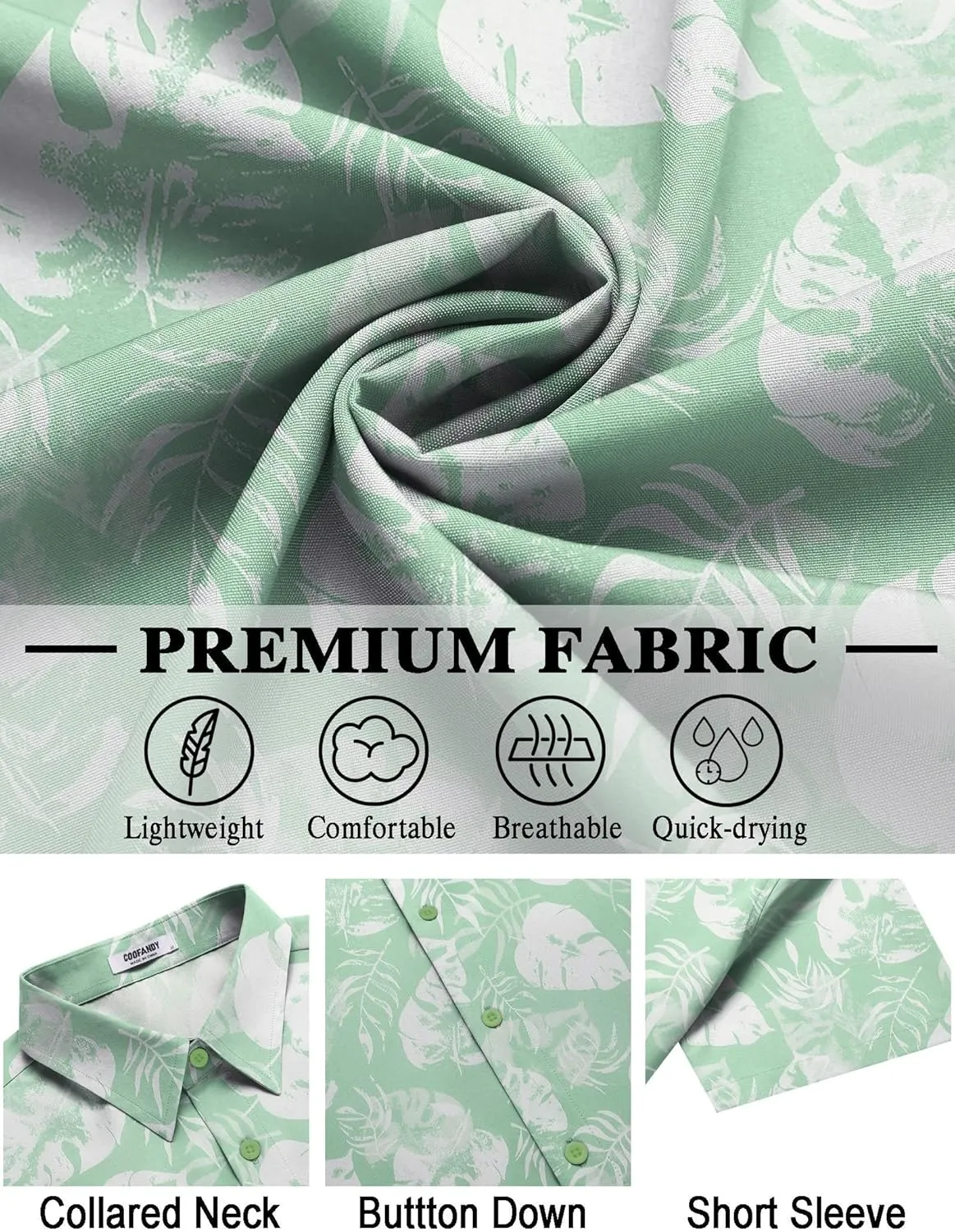 COOFANDY Mens Hawaiian Shirt Short Sleeve Button Down Shirts Tropical Floral Summer Beach Shirts