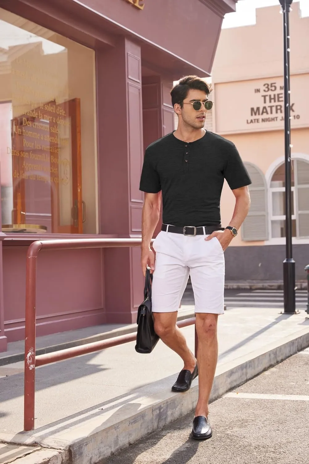 COOFANDY Men's Henley Shirts Short Sleeve Casual Basic Tee Summer Button Henley Soild T Shirts