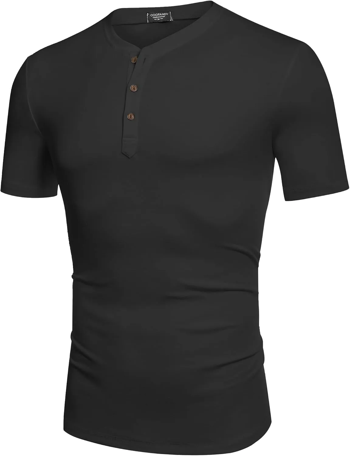 COOFANDY Men's Henley Shirts Short Sleeve Casual Basic Tee Summer Button Henley Soild T Shirts