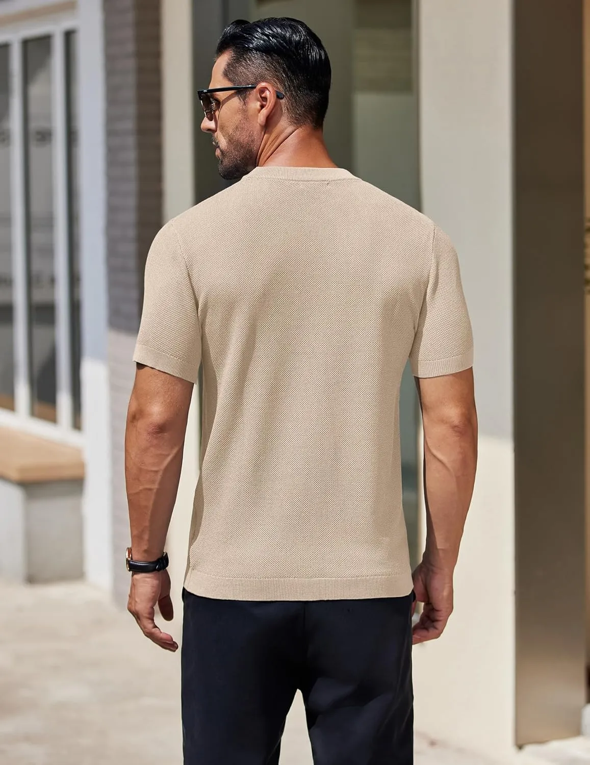 COOFANDY Men's Knit T-Shirts Short Sleeve Crewneck Shirt Casual Textured Pullover Tees
