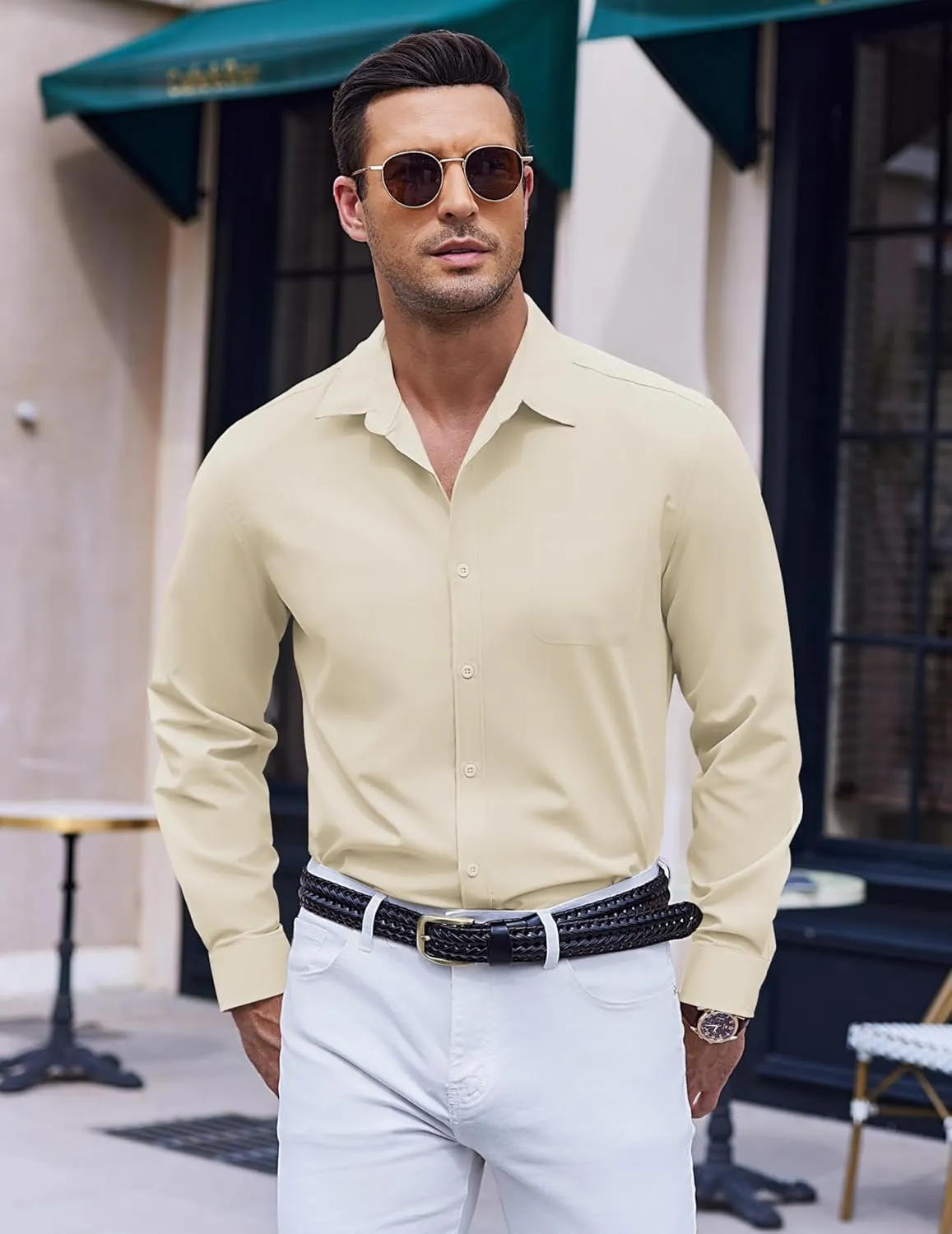 COOFANDY Men's Long Sleeve Button Down Dress Shirts Casual Business Casual Shirt Wrinkle Free Untucked Shirts