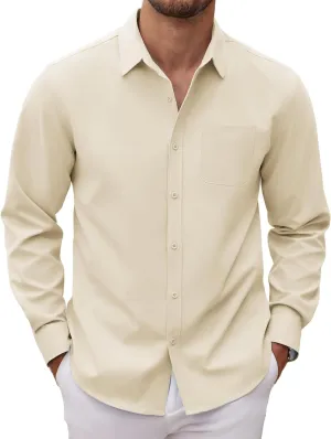COOFANDY Men's Long Sleeve Button Down Dress Shirts Casual Business Casual Shirt Wrinkle Free Untucked Shirts