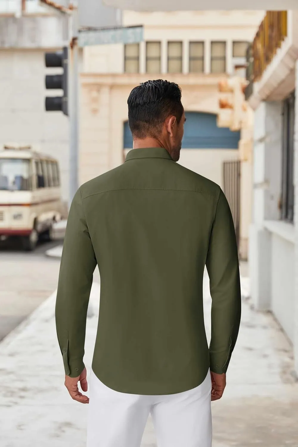COOFANDY Men's Long Sleeve Button Down Shirts Casual Untucked Dress Shirt Beach Wedding Shirts