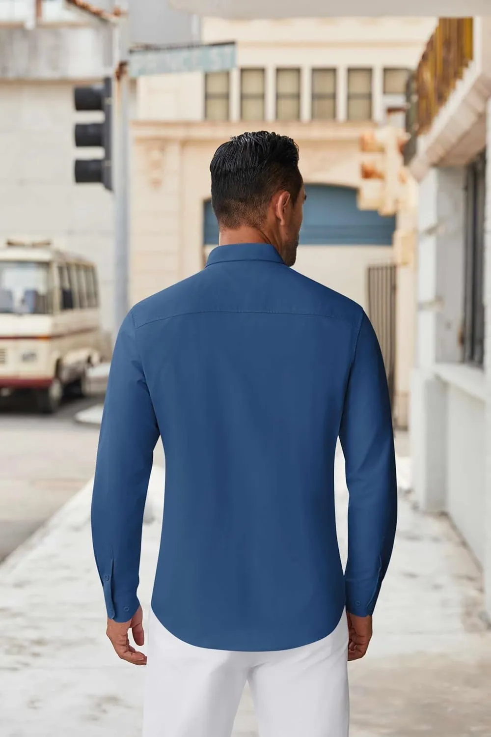 COOFANDY Men's Long Sleeve Button Down Shirts Casual Untucked Dress Shirt Beach Wedding Shirts