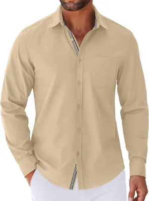 COOFANDY Men's Long Sleeve Casual Button Down Shirts Untucked Shirts for Men Regular Fit Dress Shirt