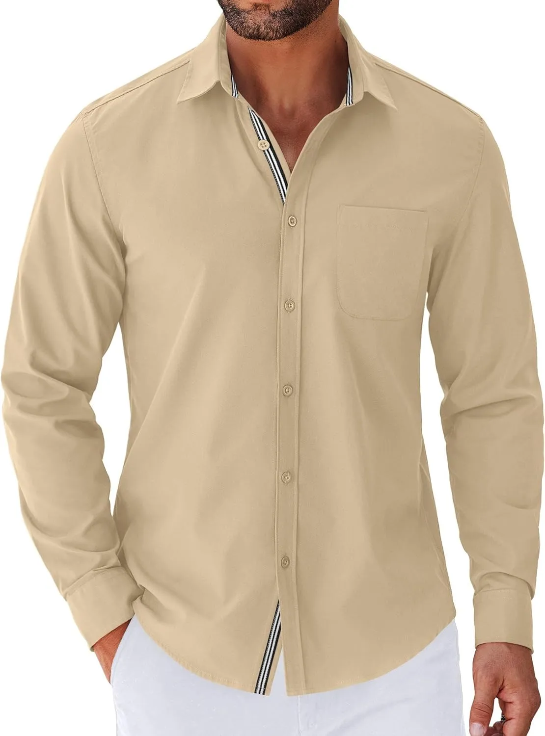COOFANDY Men's Long Sleeve Casual Button Down Shirts Untucked Shirts for Men Regular Fit Dress Shirt