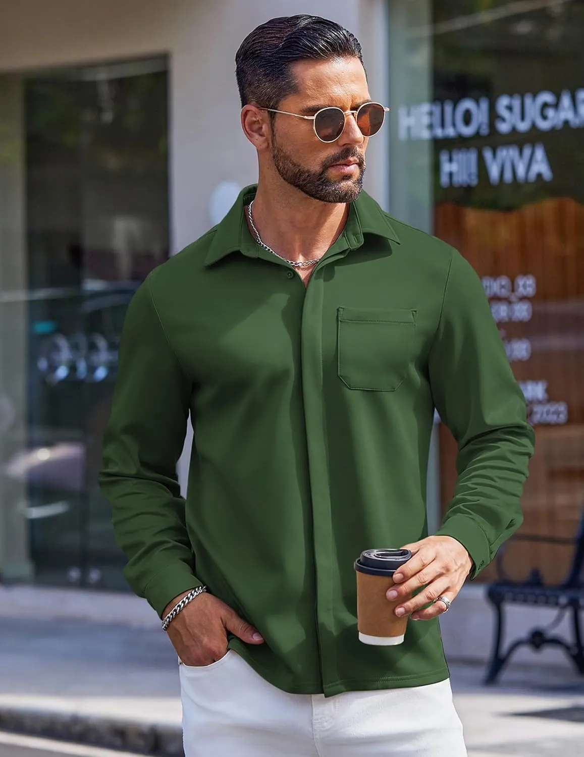 COOFANDY Men's Long Sleeve Wrinkle Free Shirts Casual Button Down Shirts Untucked Dress Shirt