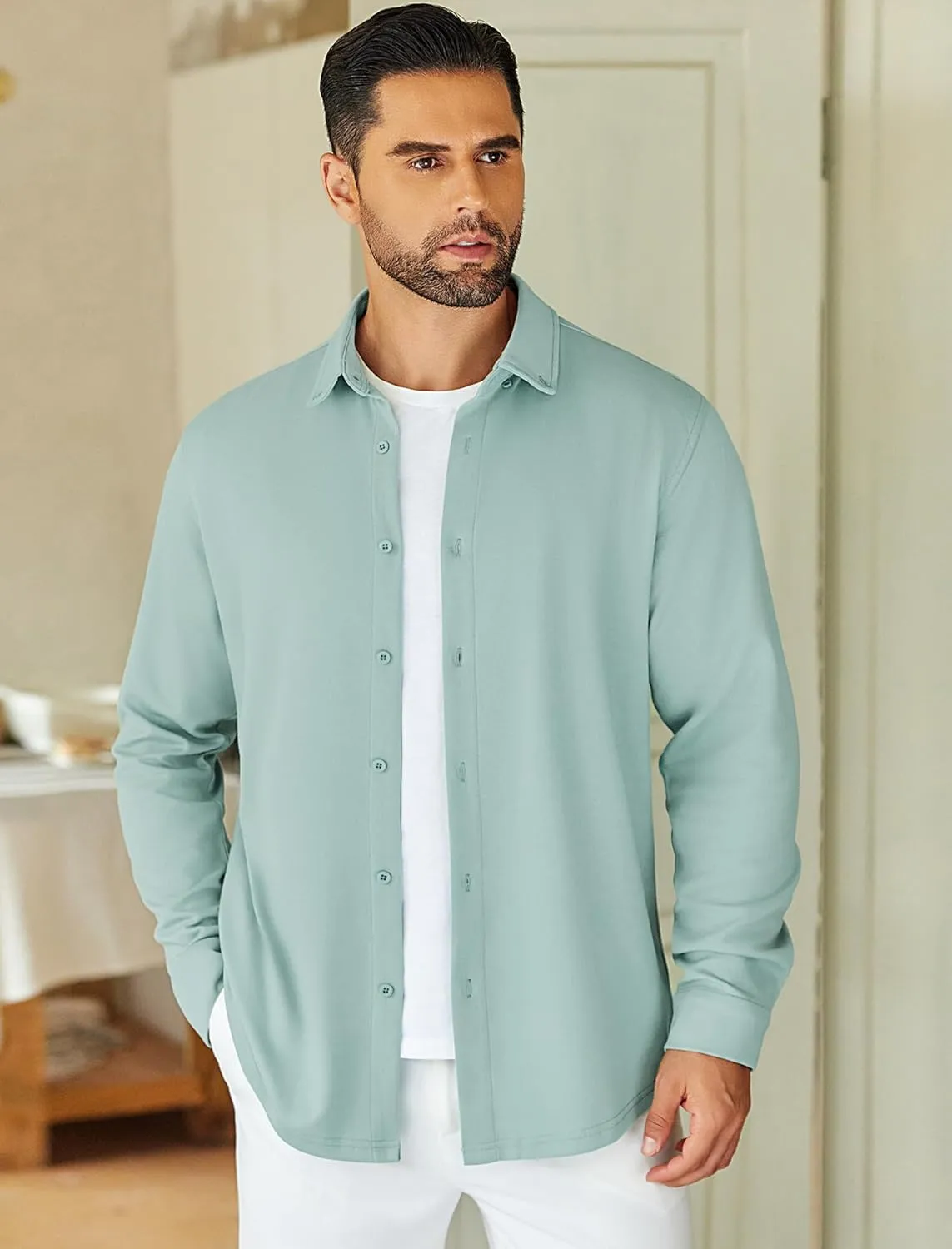 COOFANDY Mens Long Sleeve Wrinkle Free Shirts Stretch Dress Shirts Regular Fit Button Down Shirt