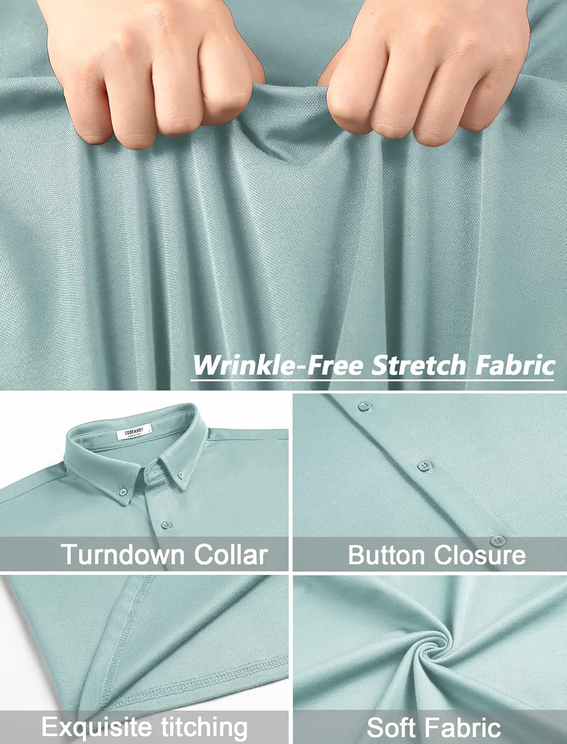 COOFANDY Mens Long Sleeve Wrinkle Free Shirts Stretch Dress Shirts Regular Fit Button Down Shirt