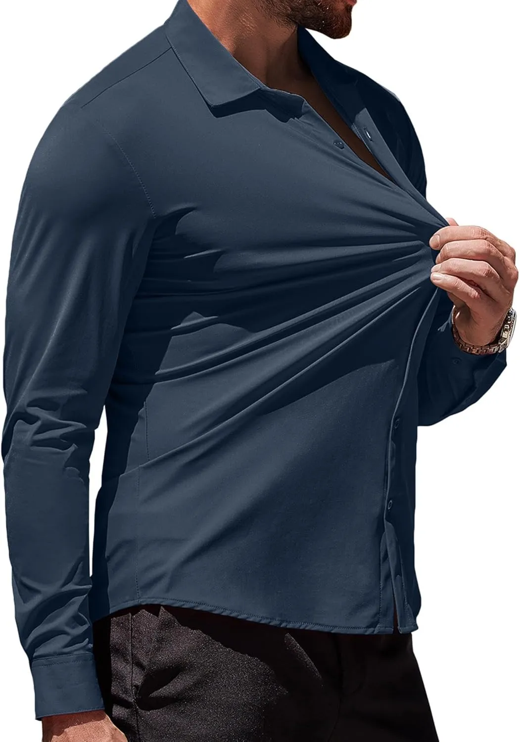 COOFANDY Men's Muscle Fit Dress Shirts Wrinkle-Free Long Sleeve Casual Button Down Shirts