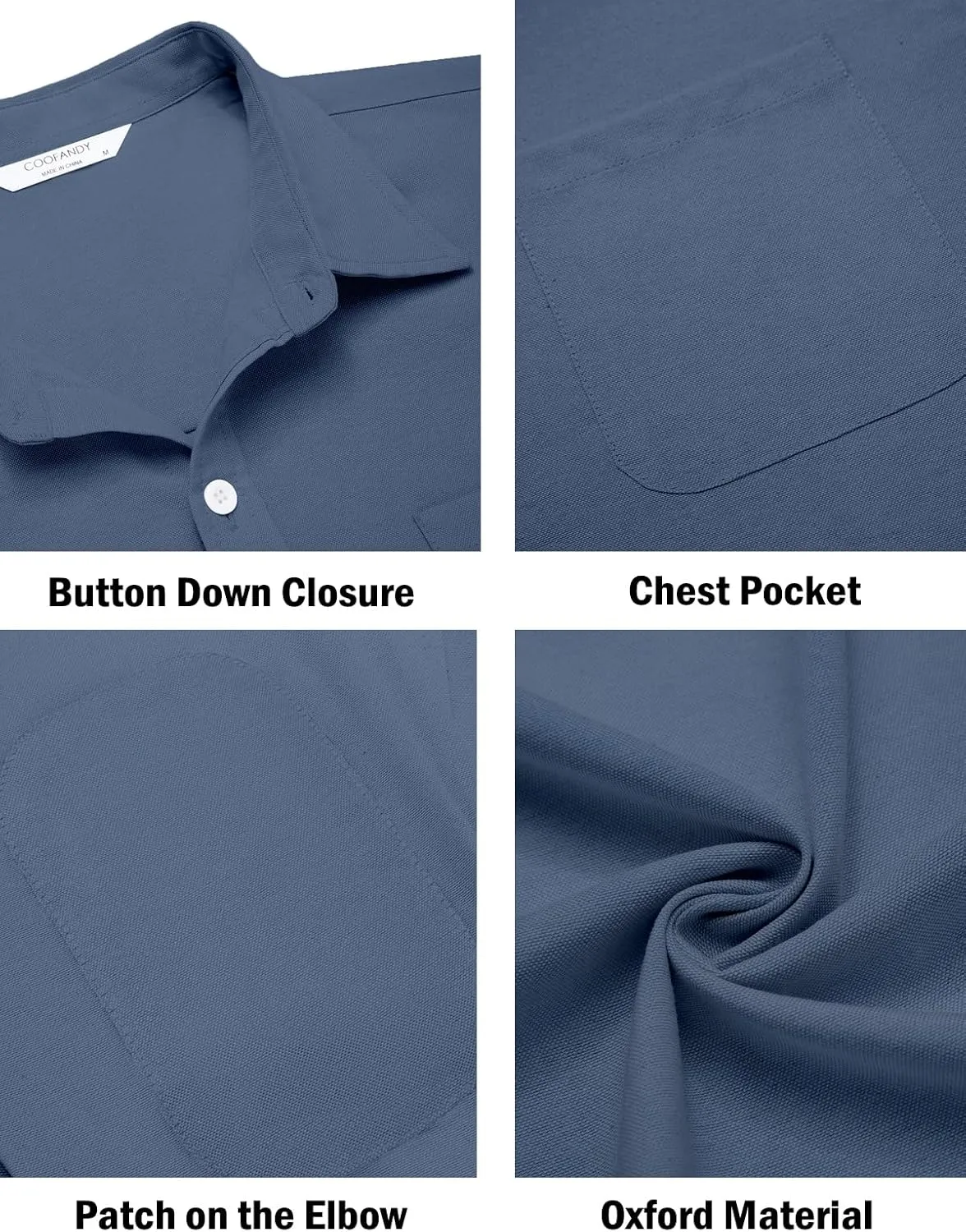 COOFANDY Men's Oxford Shirt Long Sleeve Casual Button Down Shirts Regular Fit Dress Shirts
