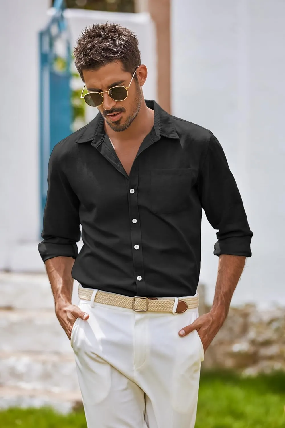 COOFANDY Men's Oxford Shirt Long Sleeve Casual Button Down Shirts Regular Fit Dress Shirts