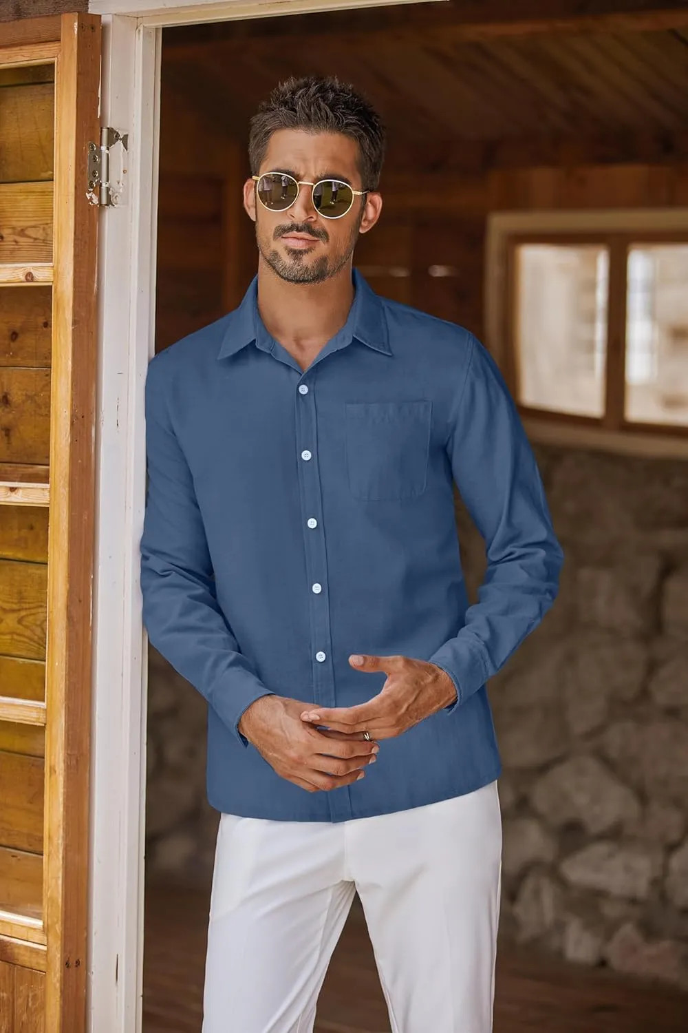 COOFANDY Men's Oxford Shirt Long Sleeve Casual Button Down Shirts Regular Fit Dress Shirts