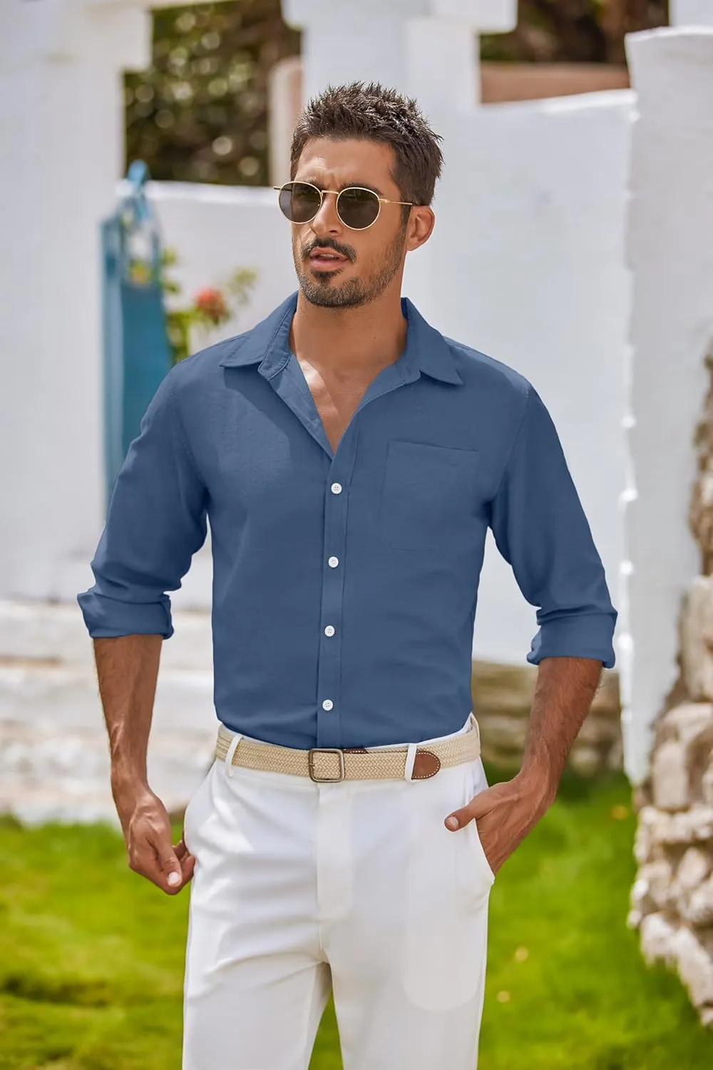 COOFANDY Men's Oxford Shirt Long Sleeve Casual Button Down Shirts Regular Fit Dress Shirts